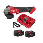 M18 FUEL 18-Volt Li-Ion Brushless Cordless 4-1/2 in./5 in. Grinder w/Variable Speed w/Two 5.0 Ah Batteries & Charger