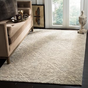 Blossom Ivory/Gray 6 ft. x 6 ft. Square Floral Area Rug