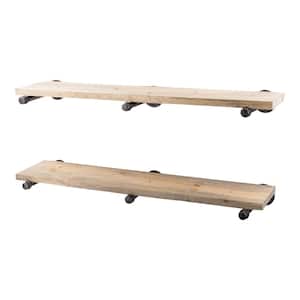 36 in. x 7.5 in. x 6.75 in. Driftwood Tan Restore Wood Decorative Wall Shelf - Industrial Steel Pipe Straight Brackets