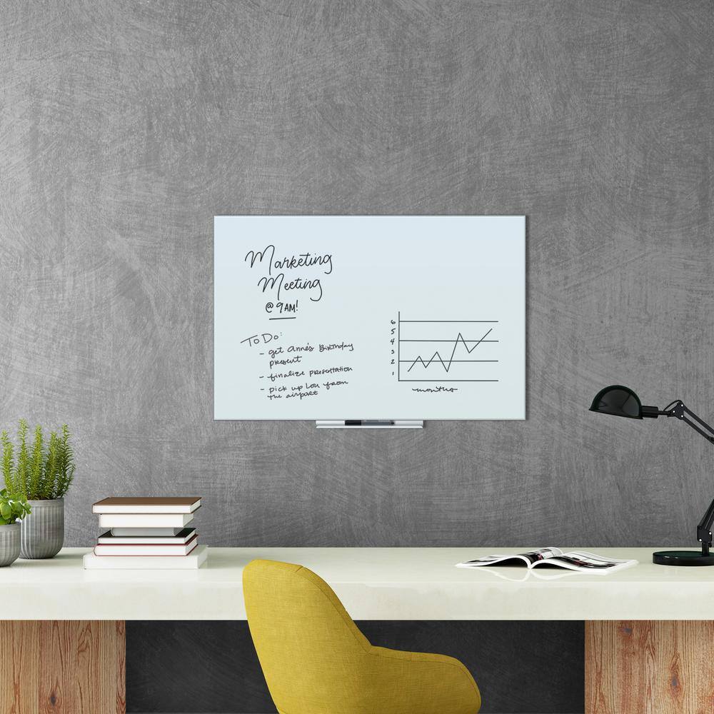 White Frosted Frameless Glass Dry-Erase Board 36" x 24"