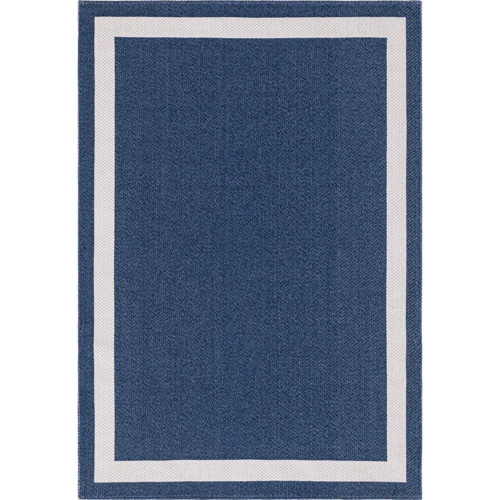Unique Loom Navy Blue 7 ft. 5 in. x 10 ft. Decatur Border Area Rug 3148172 The Home Depot
