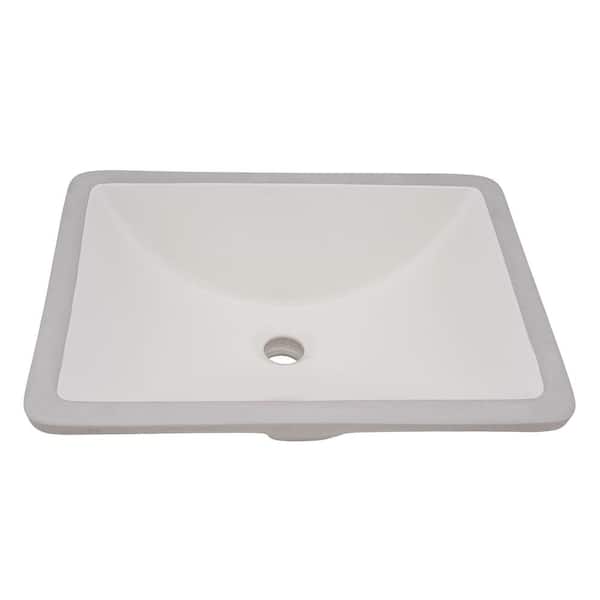 Ruvati Krona 18 in. Undermount Rectangular Bathroom Vanity Sink in Biscuit Porcelain Ceramic with Overflow
