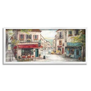 Town Landscape Vintage Bistro Architecture By Ruane Manning Framed Print Architecture Texturized Art 10 in. x 24 in.