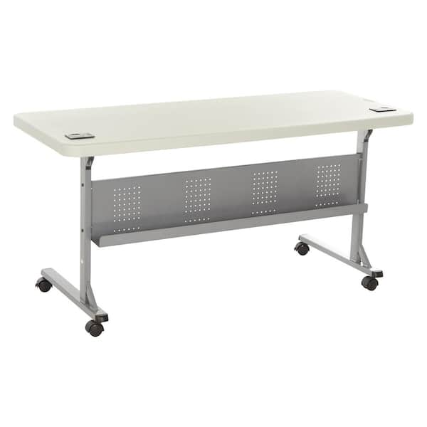 HAMPDEN FURNISHINGS Wyatt Flip Fold 24 In X 60 In Training Folding   Speckled Gray Folding Tables Hmdflp2460 64 600 