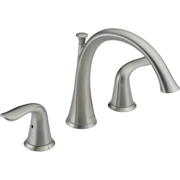 Delta Lahara 2-Handle Deck-Mount Roman Tub Faucet Trim Kit Only in Stainless (Valve Not Included)