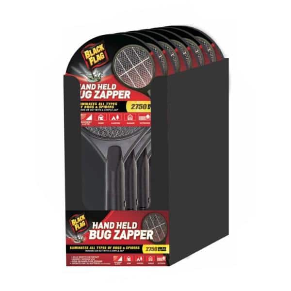 Black Flag Battery Electric Hand Held Bug Mosquito Zapper Racket Fly Swatter 
