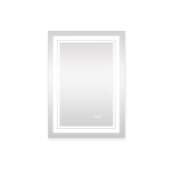 IDEAGLE 20 in. W x 28 in. H LED Lighted Large Rectangular Frameless Aluminum Wall Mounted Bathroom Vanity Mirror in Silver