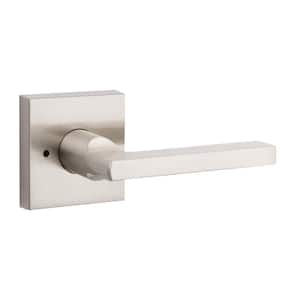 Reserve Square Satin Nickel Bed/Bath Door Handle with Contemporary Square Rose