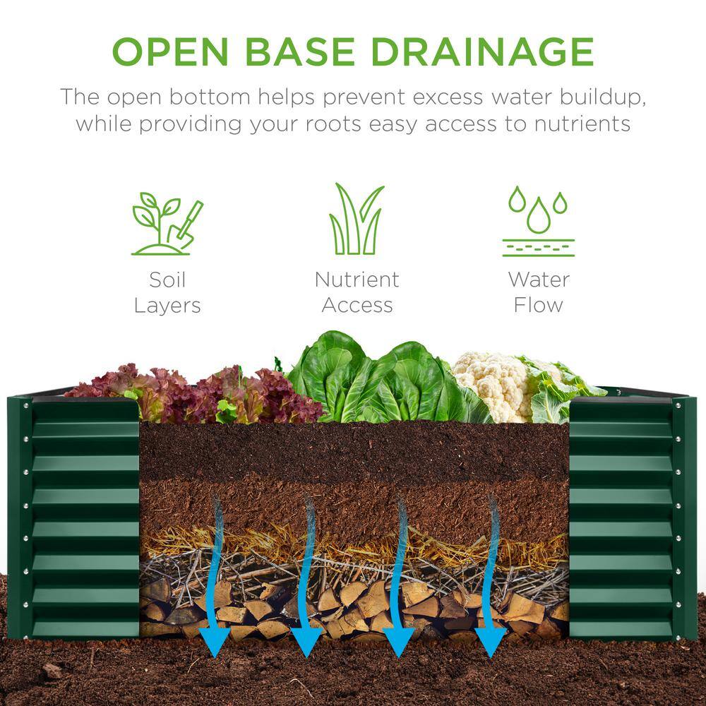 Dark Green 4x2x2ft Metal Raised Garden Bed Planter Box