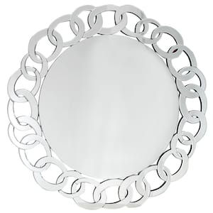 Linking 40 in. x 40 in. Modern Round Framed Decorative Mirror