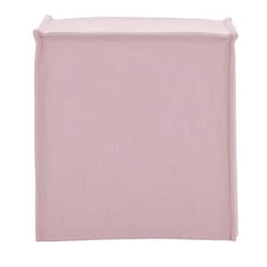 Edmund Light Pink Upholstered Linen Square Ottoman