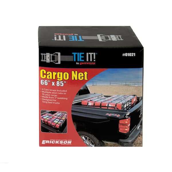 66 in. x 85 in. Pick-Up Cargo Net with 4 Cam Straps Rope
