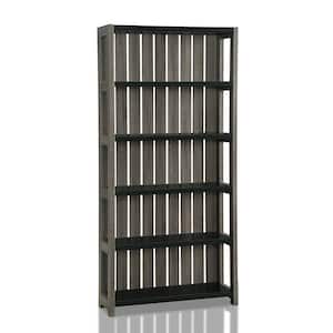 Wenoah 72 in. Distressed Gray/Black Wood 5-shelf Standard Bookcase with Reclaimed Wood