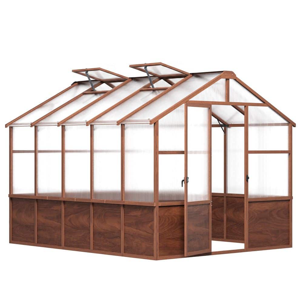8 ft. x 10 ft. Walk-In Wood Greenhouse with Twin-Wall Polycarbonate Panels, Adjustable Roof Vents price history on PriceWatchPro