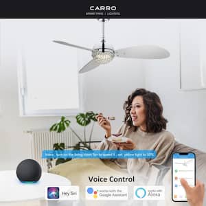 Corvin II 48 in. Integrated LED Indoor Chrome Smart Ceiling Fan with Crystal Light, Remote Works with Alexa/Google Home
