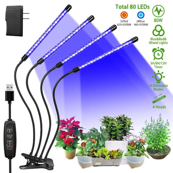 Jushua 80 LEDs Plant Lights with Red Blue Full Spectrum Grow Light