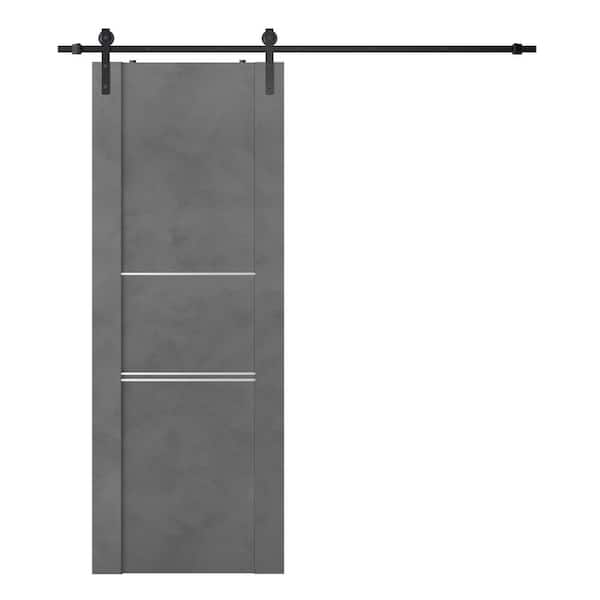 Belldinni Vona 28 in. x 80 in. Dark Urban Composite Core Wood Sliding Barn Door with Hardware Kit