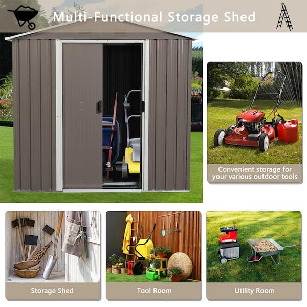 Unbranded - 6 ft. x 5 ft. Gray Outdoor Metal Garden Storage Shed for Garden, Lawn (30 sq. ft.)