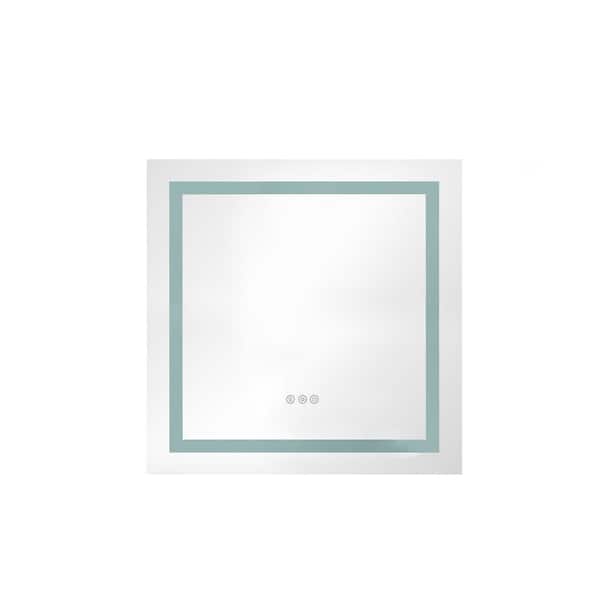 Tatahance 36 in. W x 36 in. H Square LED Lighted Wall Bathroom Makeup Mirror with Anti-Fog Memory and Dimmable