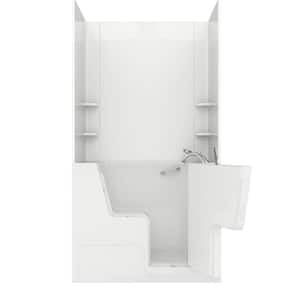 Wheelchair Accessible 4.5 ft. Walk-in Whirlpool and Air Bathtub with Flat Easy Up Adhesive Wall Surround in White
