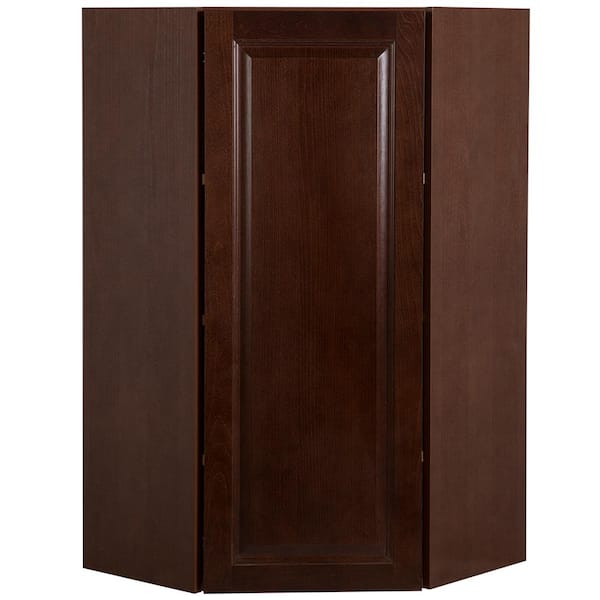 Hampton Bay Benton Assembled 23.6x42x11.75 in. Corner Wall Cabinet in Amber