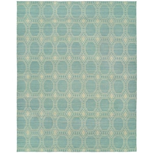 Ivory/Baby Blue 2 ft. x 3 ft. Reversible Area Rug