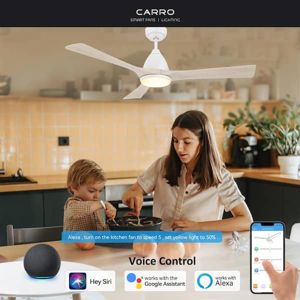 Antrim 52 in. Dimmable LED Indoor/Outdoor White Smart Ceiling Fan with Light and Remote, Works with Alexa/Google Home
