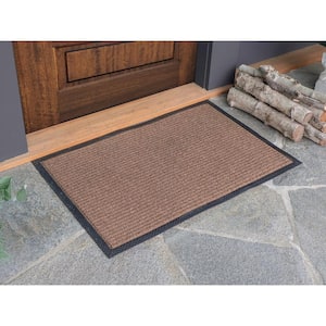 Indoor Outdoor Doormat Brown 24 in. x 36 in. Stripes Floor Mat