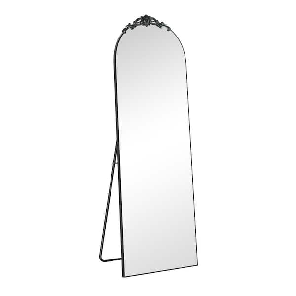 Lirago 21 in. W x 64 in. H Wood Frame Arched Floor Mirror Bedroom Living Room Wall Mirror in Black
