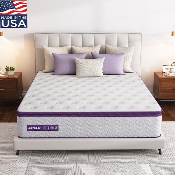 King Size Medium Firm Hybrid Innerspring Memory Foam 14 in. 5-Zone Pillow Top Bed-in-a-Box Mattress