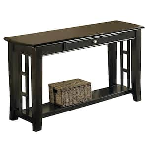 Cassidy 50 in. Ebony Rectangle Wood Console Table with Drawers