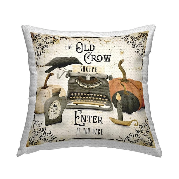 Vintage Halloween Shoppe Grey Square Outdoor Throw Pillow