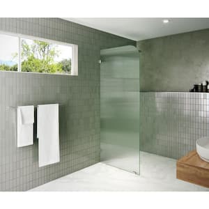 30 in. x 78 in. Fixed Frameless Shower Door Fixed Panel Fluted Frosted Radius Left Hand