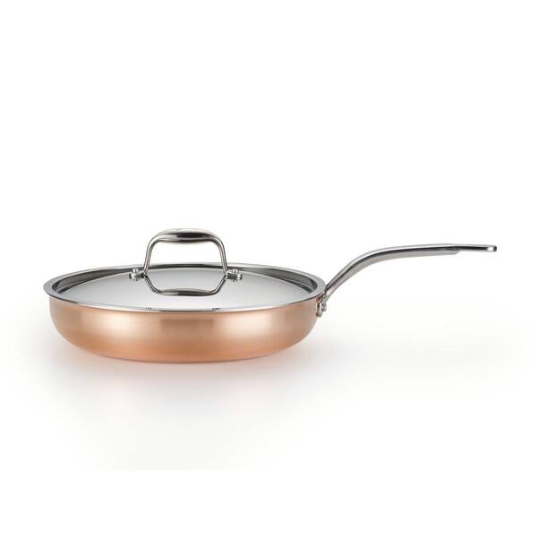 Lagostina Martellata 12 in. Hammered Copper Tri-Ply Skillet with Lid
