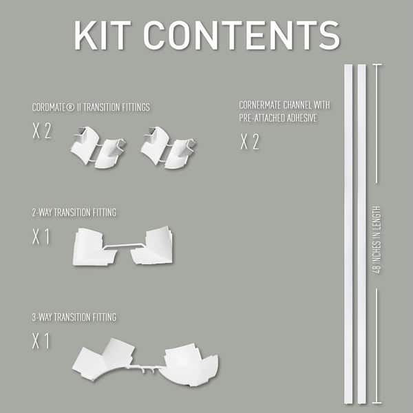 Home Concept Corner Cord Cover 20 White (2 Pack) 