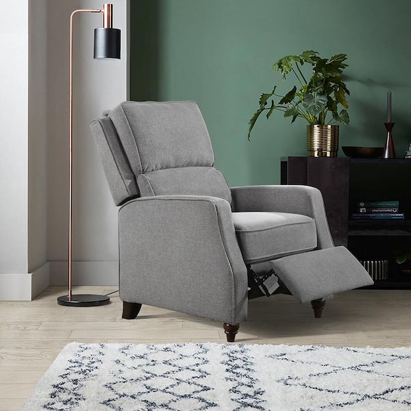 Lazzara Adahlia Gray Textured Fabric Manual Push Back Recliner