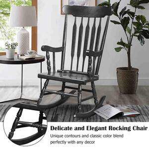 Solid Wood Outdoor Rocking Chair Porch Rocker Indoor Outdoor Seat Glossy