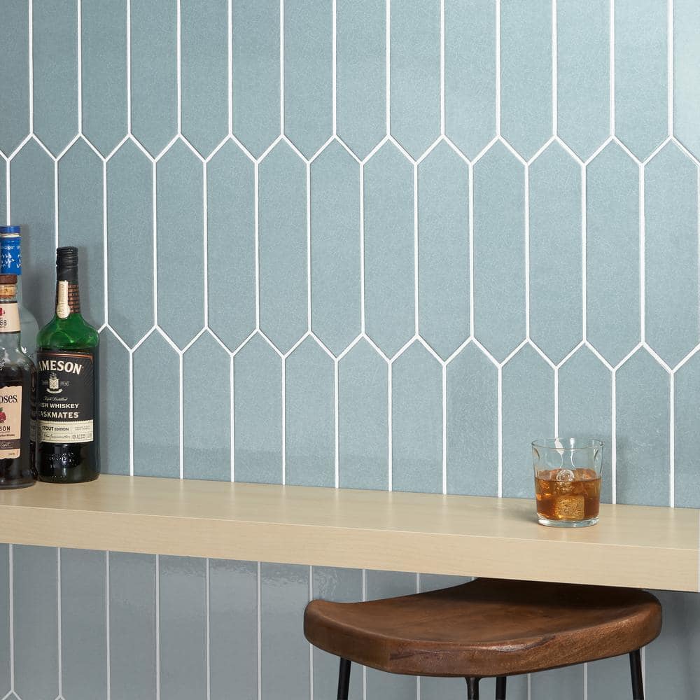 Camino Blue Polished Ceramic Hexagon Wall Tile