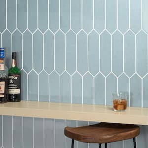 Saloni Blue 2.95 in. x 11.81 in. Polished Picket Ceramic Wall Tile (5.91 sq. ft./Case)