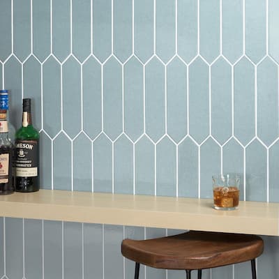 Saloni Blue 2.95 in. x 11.81 in. Polished Picket Ceramic Wall Tile (5.91 sq. ft./Case)