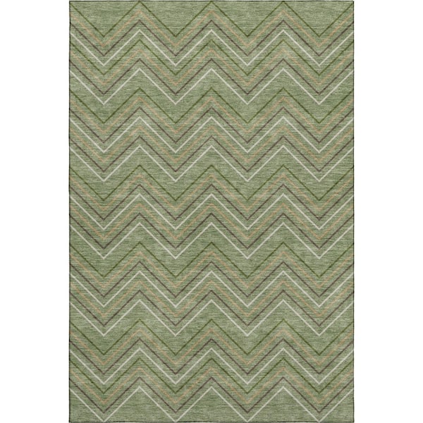 Mayfield Premium Machine Washable Abstract AMF2391 Green 10 ft. x 14 ft. Area Rug