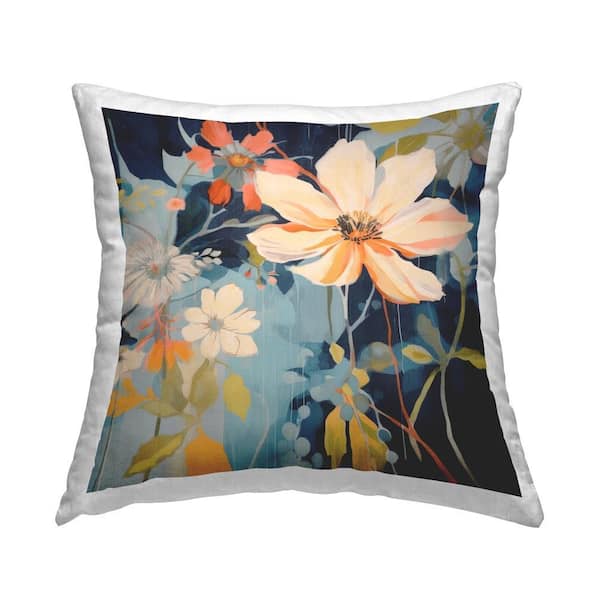 Stupell Industries Floral Flux Collage Multi-Color Floral Polyester 18 in. x 18 in. Throw Pillow