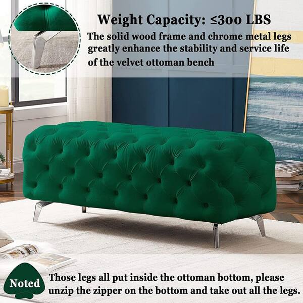 Green velvet dining bench hot sale