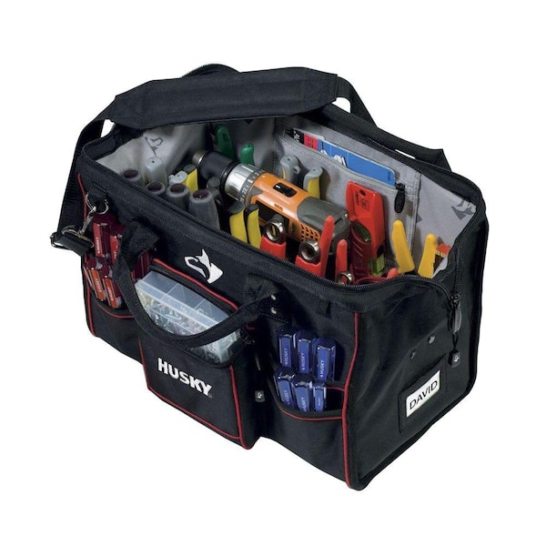 Husky 18 in. Large Mouth Tool Bag with Wall