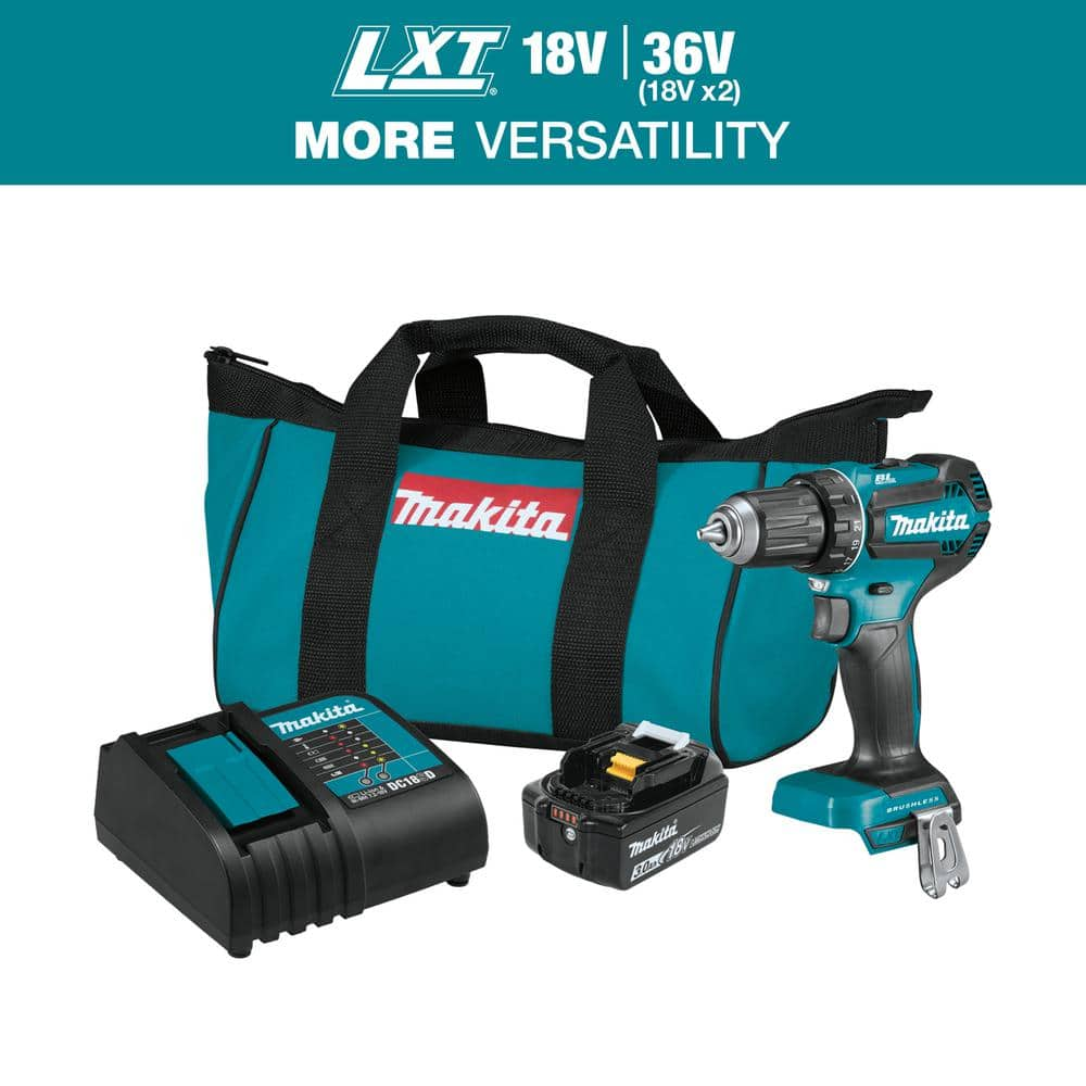 Makita 18V LXT Lithium-Ion Brushless Cordless 1/2 In. Driver-Drill Kit ...