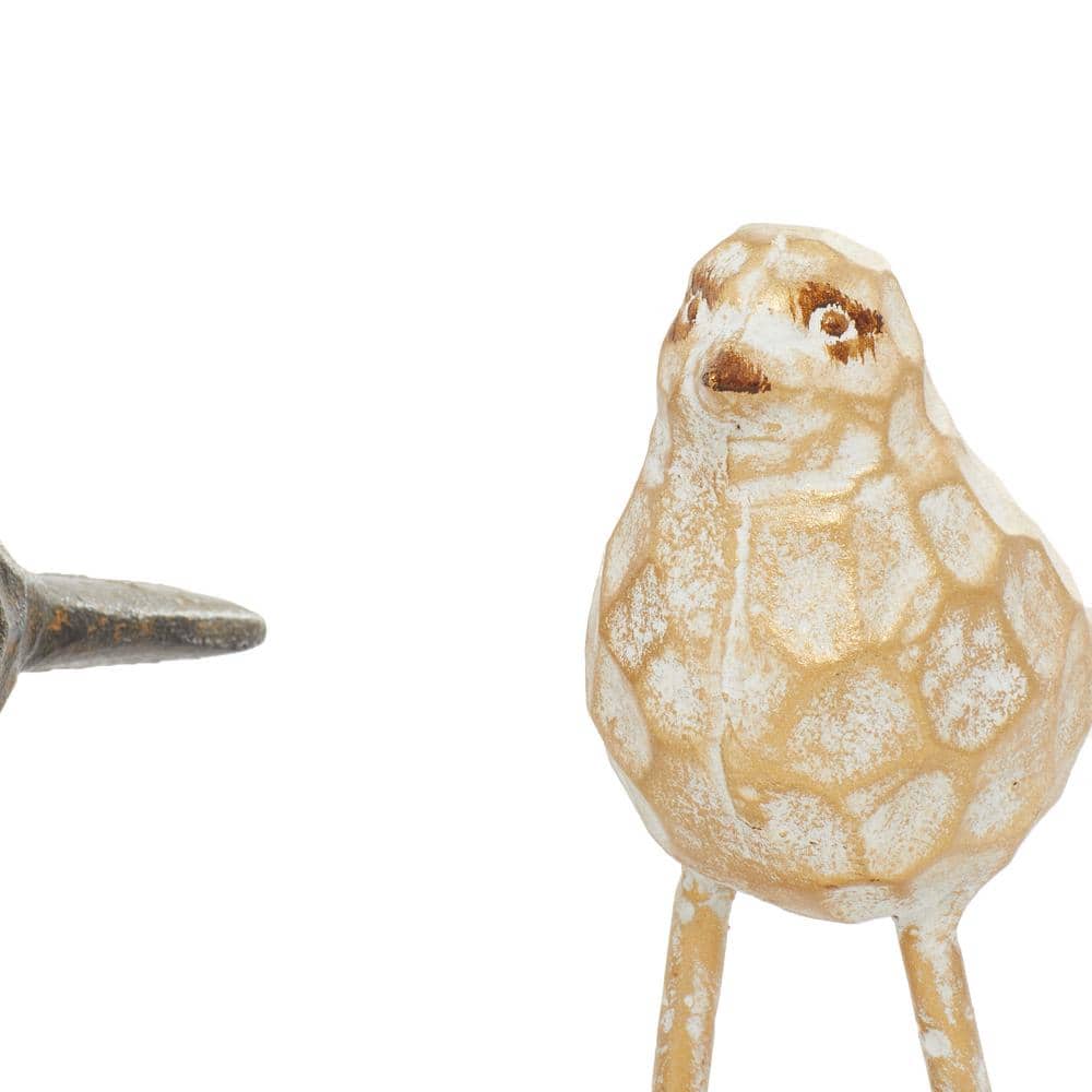 Set of 2 Small Rustic Metal Bird Sculptures