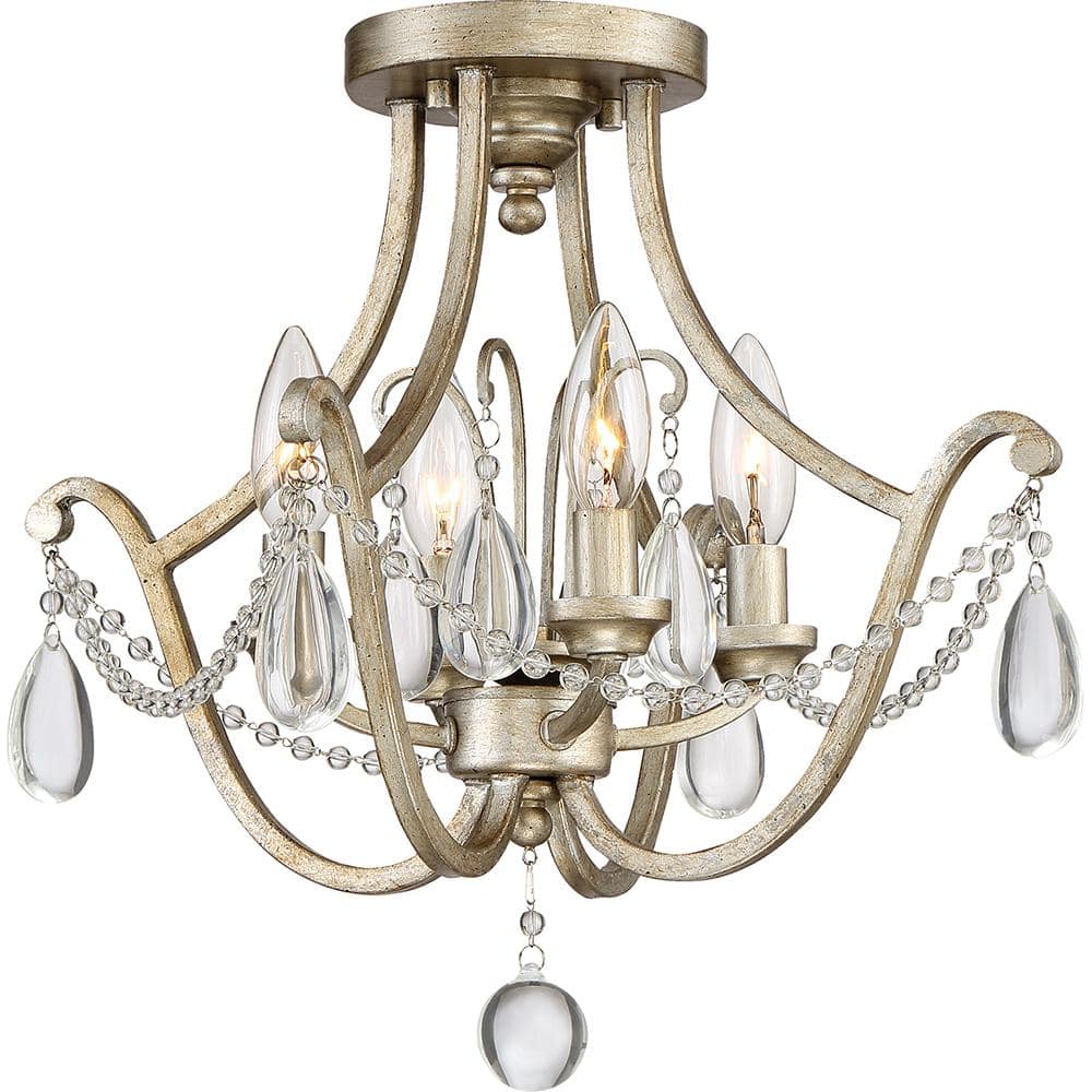Regent 4-Light Vintage Gold Semi-Flush Mount price history on PriceWatchPro