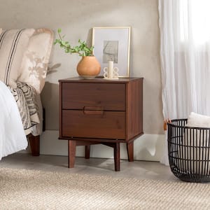 Sloane 2-Drawer Walnut Mid-Century Modern Solid Wood Nightstand