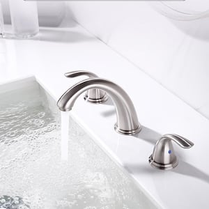 8 in. Widespread 2-Handles Bathroom Faucet, Modern Vanity Faucet Supply Hose in Brushed Nickel