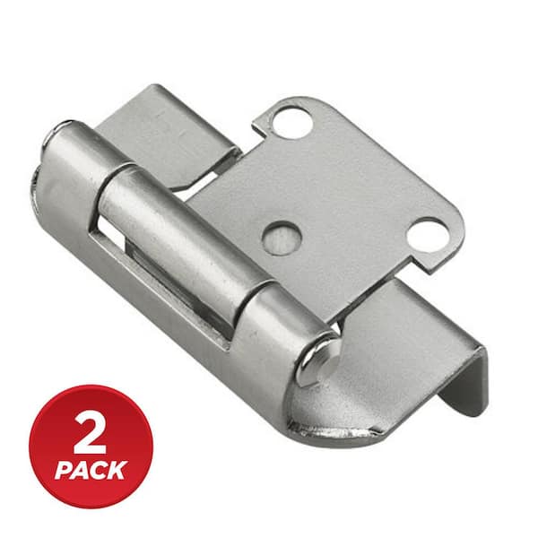 (2-Pack) Satin Nickel Self-Closing 1/2 in. Overlay for Face Frame Cabinet Wrap-around Hinge